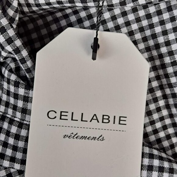 Cellabie Size 2XL Black/White Check Long Sleeve Blouse Collared Ruffle Trim NWT - Picture 11 of 15